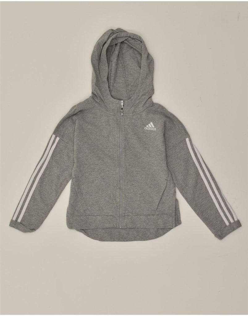 ADIDAS Girls Zip Hoodie Sweater 10-11 Years Grey | Vintage Adidas | Thrift | Second-Hand Adidas | Used Clothing | Messina Hembry 