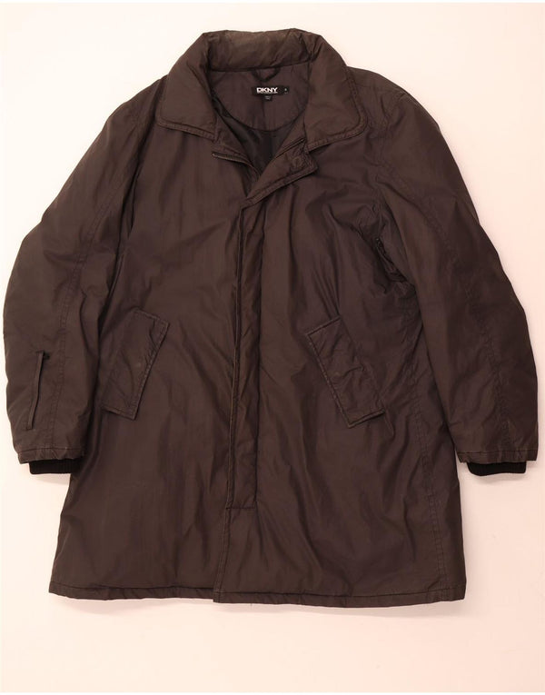 Dkny Mens Hooded Padded Coat UK 42 XL Black Cotton