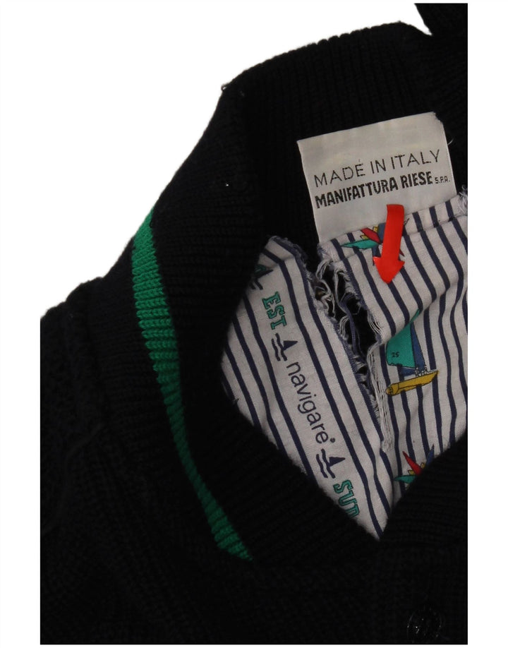 Navigare Mens Cardigan Sweater Large Navy Blue Wool
