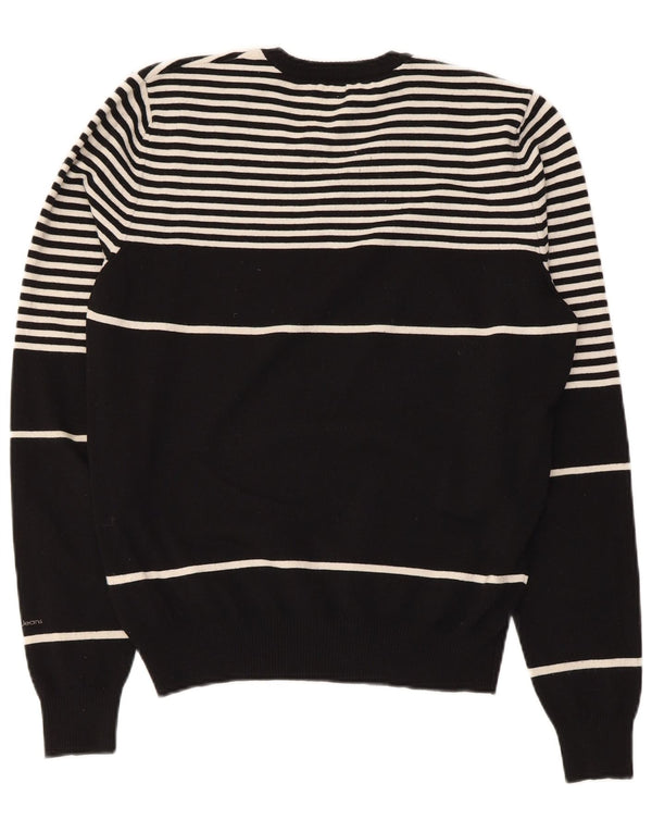 Calvin Klein Jeans Womens V-Neck Jumper Sweater UK 16 Large Black Striped