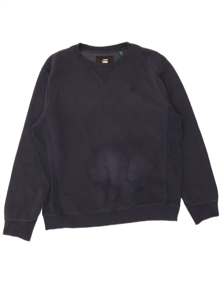 G-Star Mens Sweatshirt Jumper Large Navy Blue Cotton