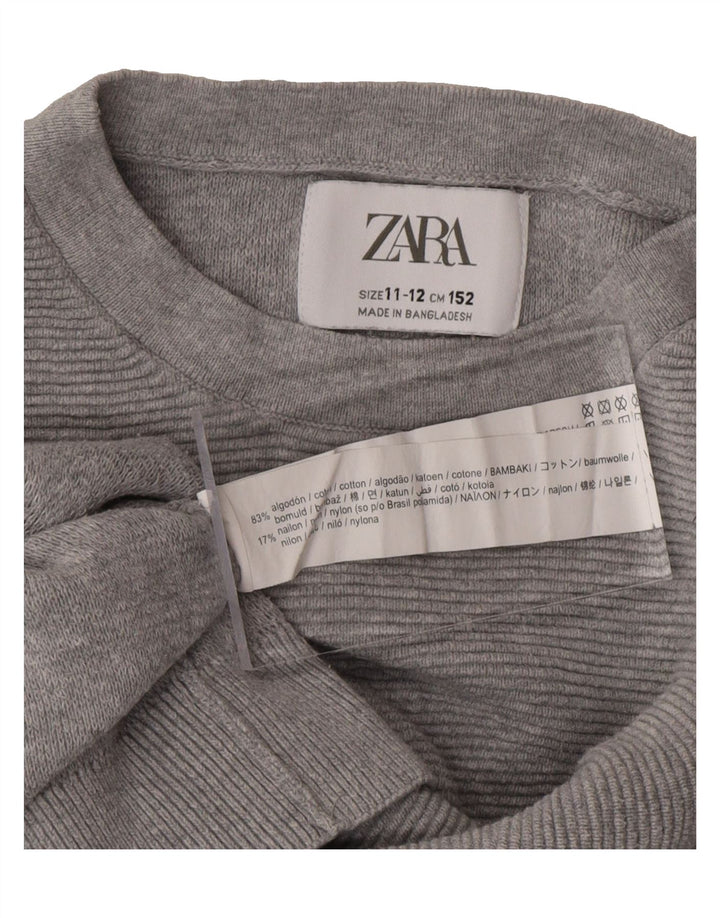 ZARA Boys Crew Neck Jumper Sweater 11-12 Years Grey Cotton Vintage Zara and Second-Hand Zara from Messina Hembry 