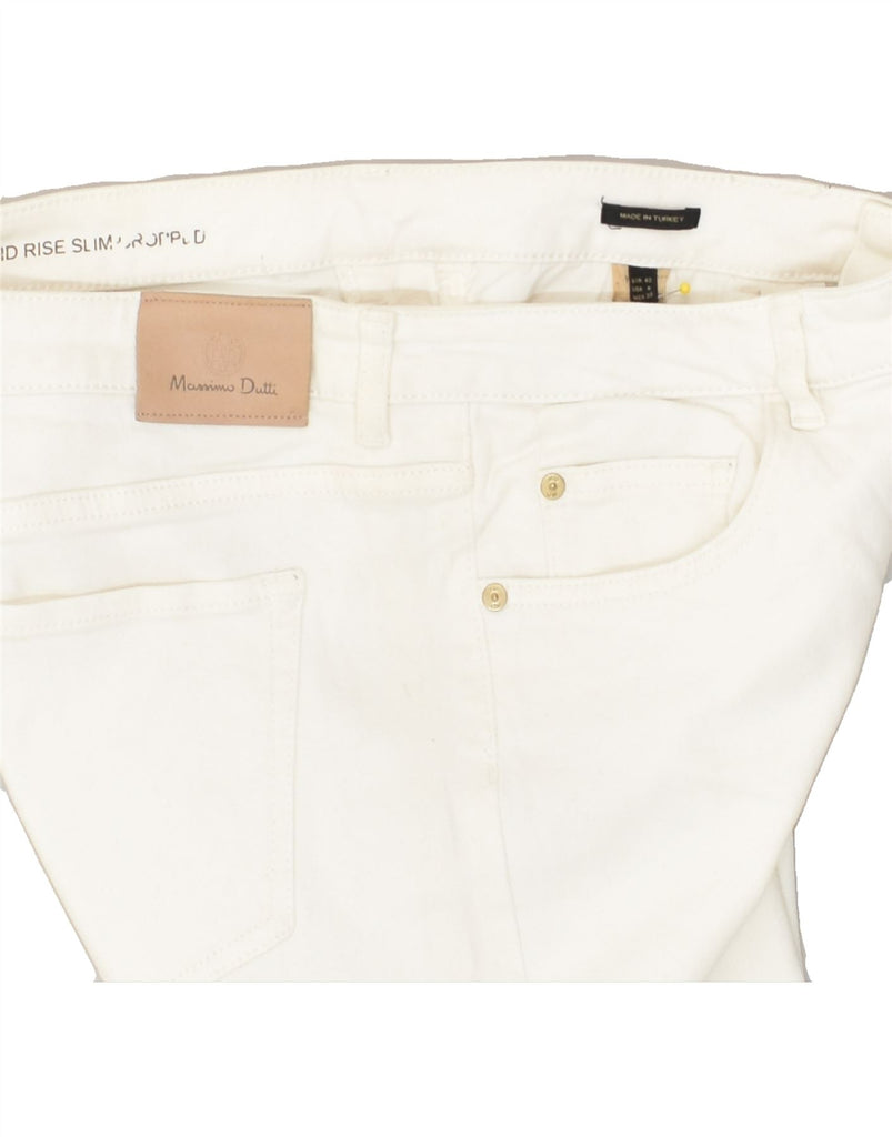 MASSIMO DUTTI Womens Mid Rise Slim Cropped Jeans W30 L26 White Cotton | Vintage Massimo Dutti | Thrift | Second-Hand Massimo Dutti | Used Clothing | Messina Hembry 