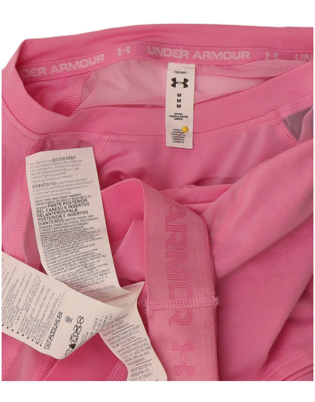 Under Armour Womens Crop Graphic T-Shirt Top UK 12 Medium Pink Polyester