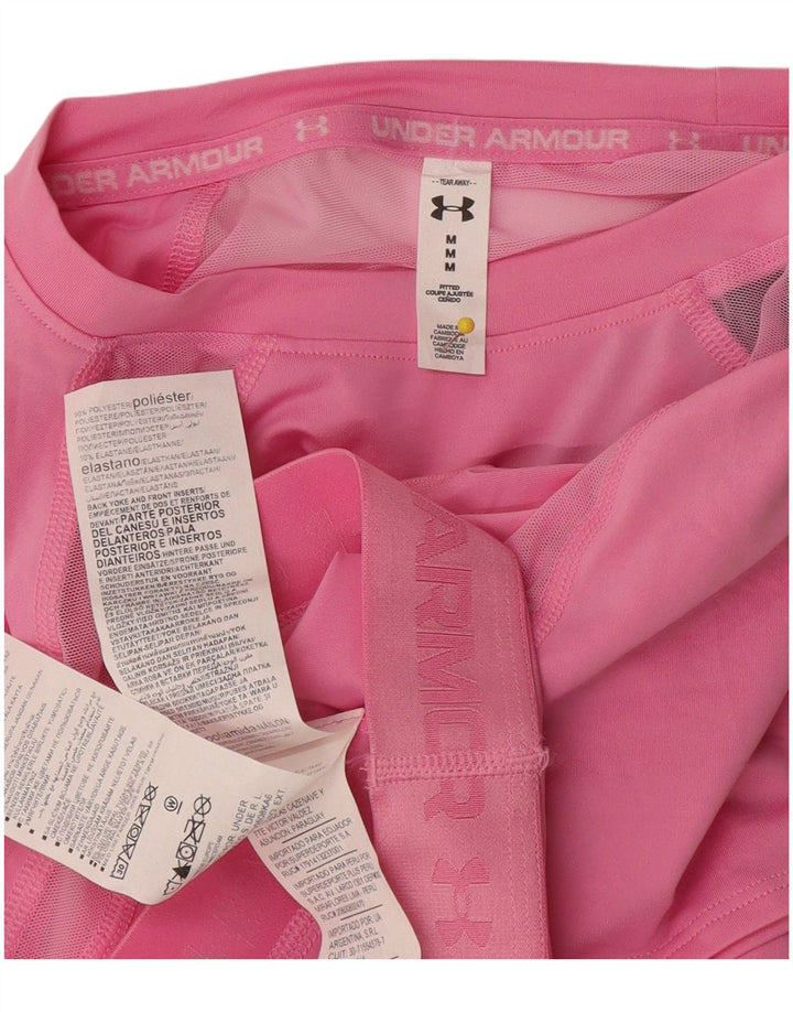 Under Armour Womens Crop Graphic T-Shirt Top UK 12 Medium Pink Polyester