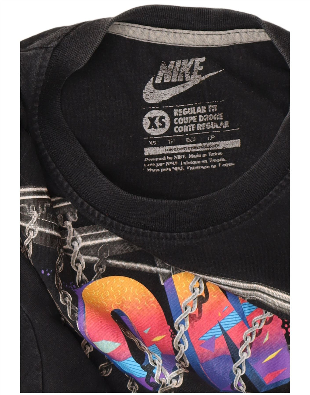 NIKE Womens Regular Fit Graphic T-Shirt Top UK 6 XS Black