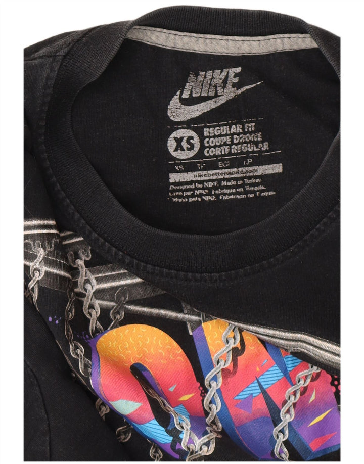 NIKE Womens Regular Fit Graphic T-Shirt Top UK 6 XS Black