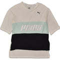 PUMA Mens Graphic T-Shirt Top XS White Colourblock Cotton | Vintage Puma | Thrift | Second-Hand Puma | Used Clothing | Messina Hembry 