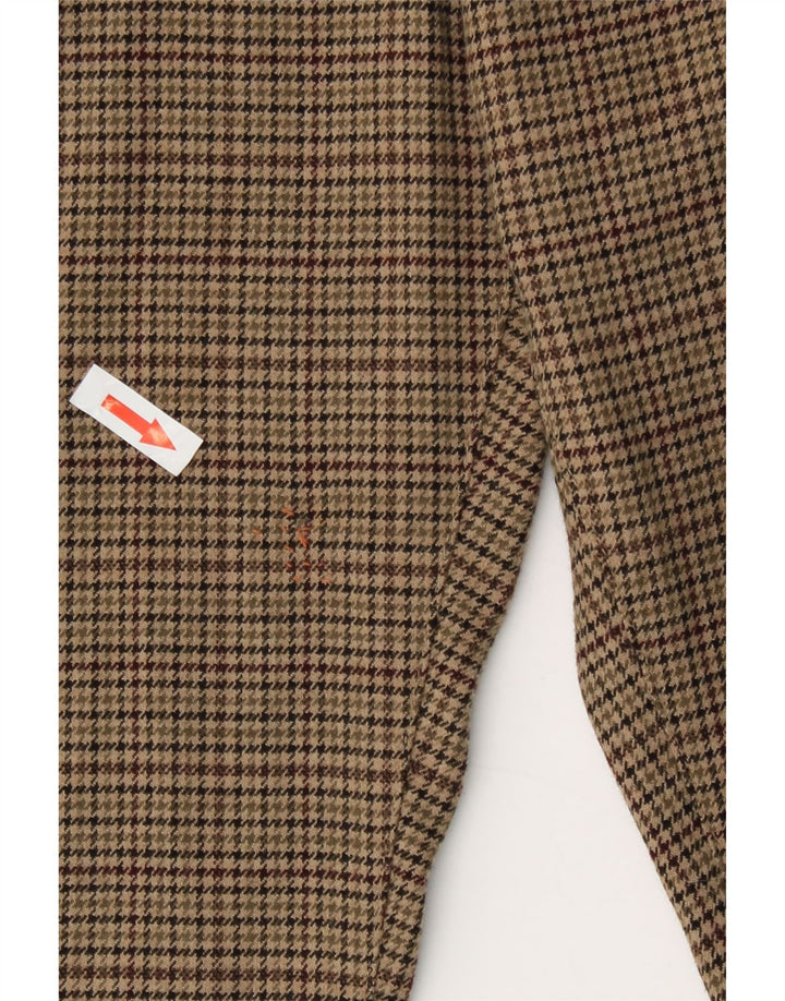Armani Womens Straight Casual Trousers W31 L30 Green Houndstooth Polyester