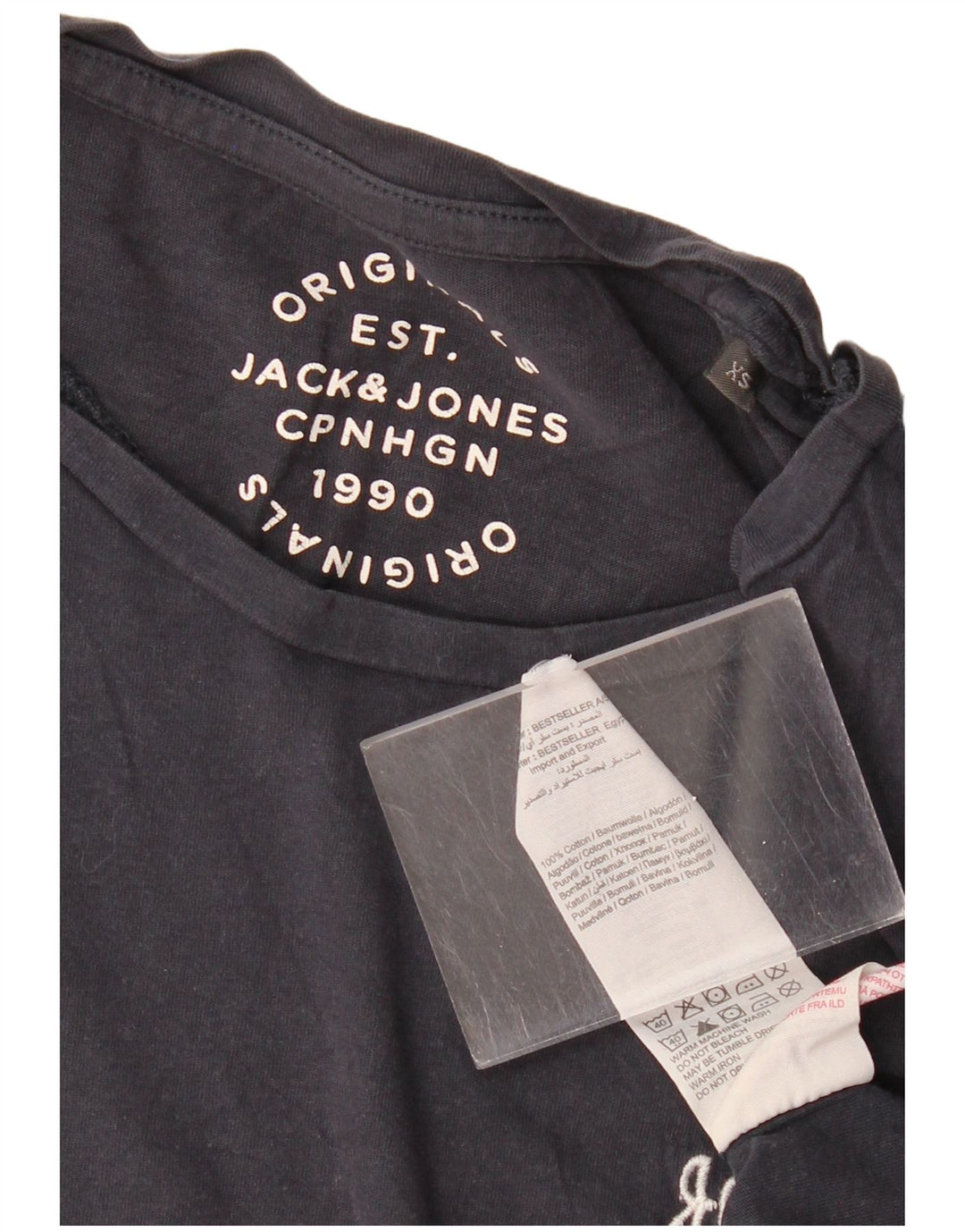 JACK & JONES Mens T-Shirt Top XS Navy Blue Cotton