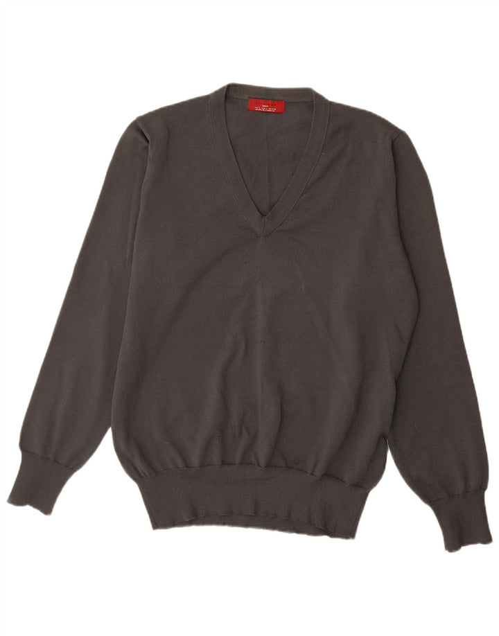 Zara Mens V-Neck Jumper Sweater Large Grey