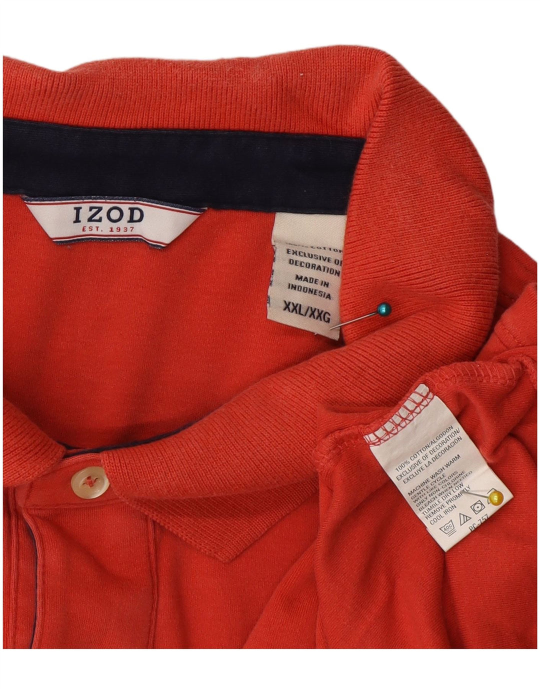 Izod Mens Polo Shirt 2XL Pink Cotton