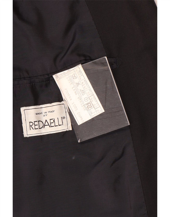 Redaelli Mens Double Breasted Blazer Jacket IT 54 2XL Black Wool