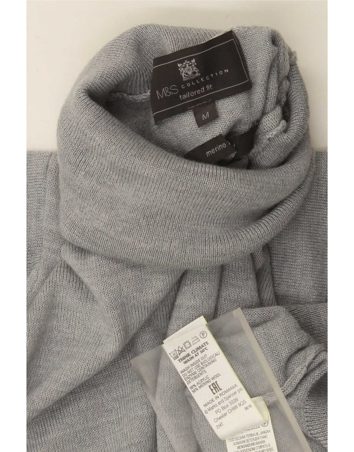 Marks & Spencer Womens Roll Neck Jumper Sweater UK 14 Medium Grey