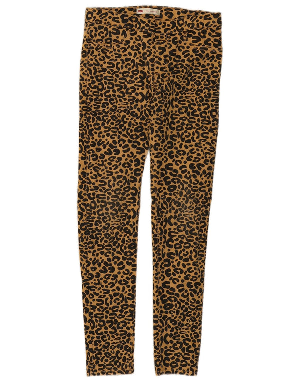 LEVI'S Girls Jeggins Casual Trousers 13-14 Years Beige Animal Print Cotton