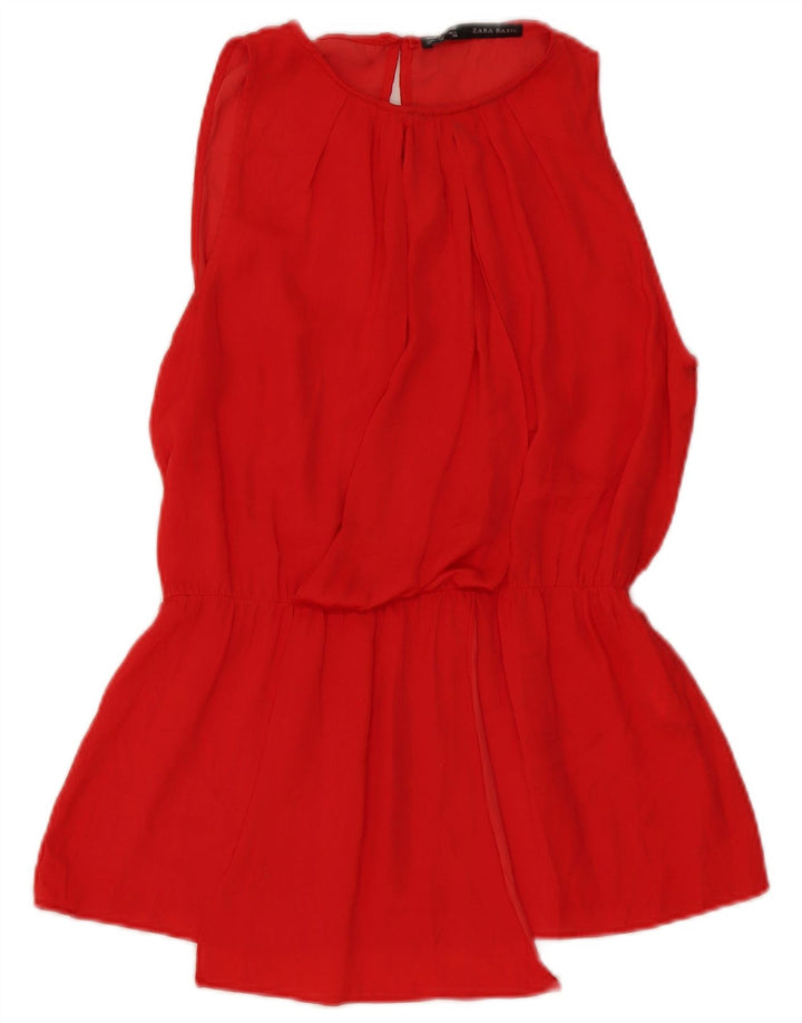 Zara Womens Sleeveless Blouse Top UK 14 Medium Red Polyester