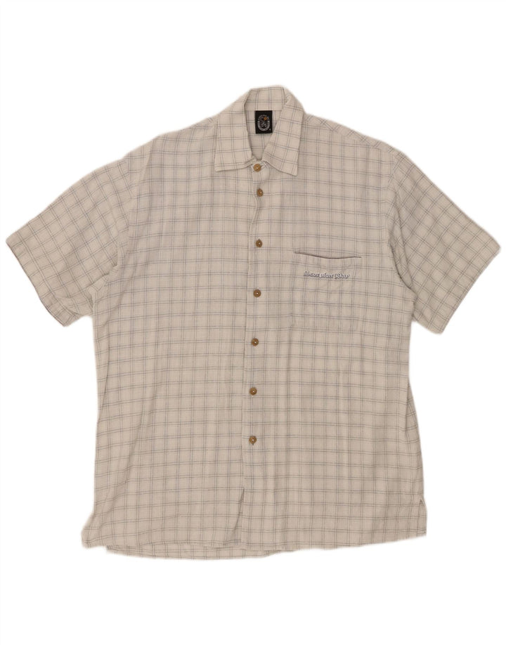 SCORPION BAY Mens Short Sleeve Shirt Large Off White Check