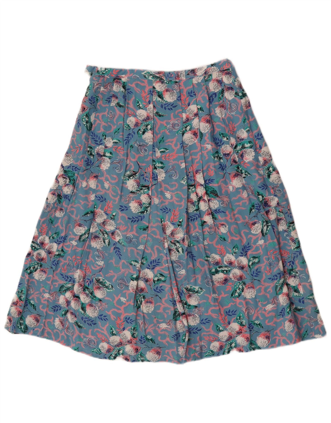 Vintage Womens Pleated Skirt W26 Small  Blue Floral
