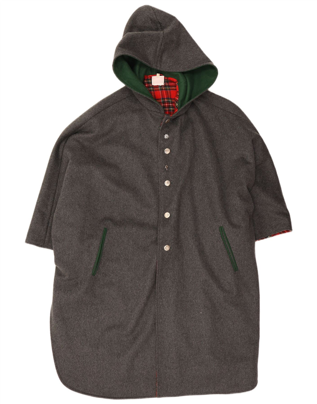 Vintage Womens Hooded Poncho Coat One Size Grey