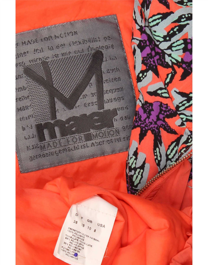 Maier Womens Oversized Ski Jacket UK 10 Small Orange Floral Polyamide
