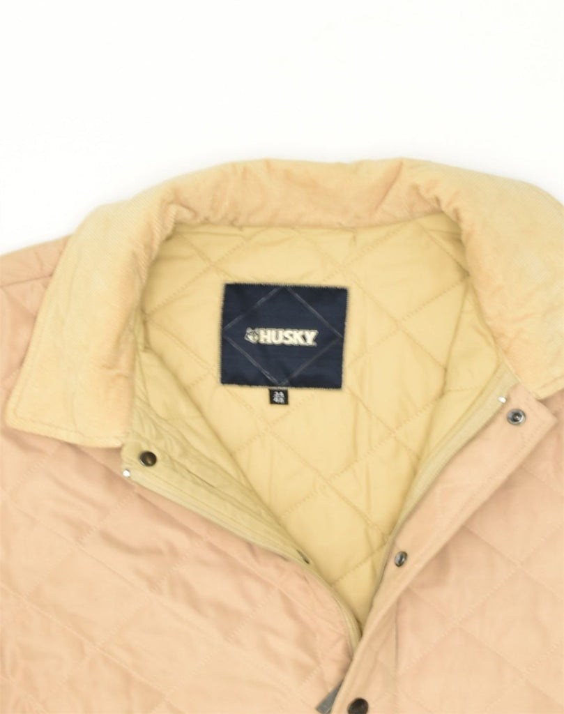 HUSKY Mens Quilted Jacket IT 48 Medium Beige Polyester | Vintage Husky | Thrift | Second-Hand Husky | Used Clothing | Messina Hembry 