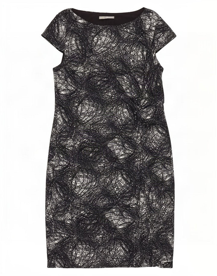 Marks & Spencer Womens Abstract Pattern Sheath Dress UK 20 2XL Black
