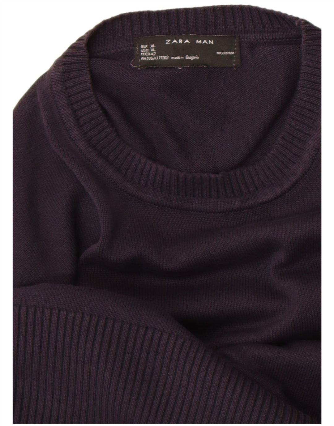 Zara Mens Crew Neck Jumper Sweater XL Navy Blue Cotton