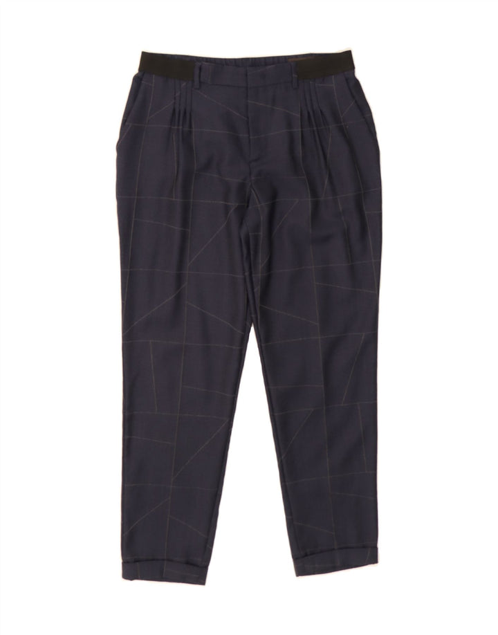 TRUSSARDI Womens Suit Trousers IT 44 Medium W34 L27 Navy Blue Geometric Vintage Trussardi and Second-Hand Trussardi from Messina Hembry 