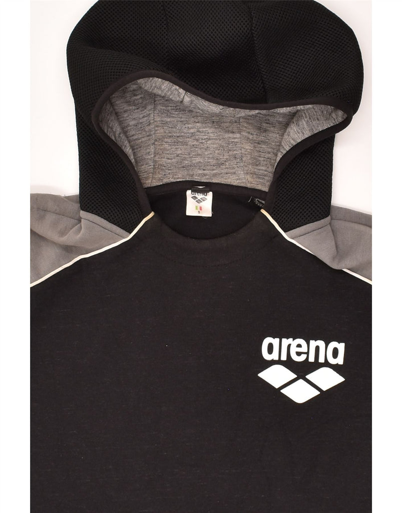 ARENA Mens Hoodie Jumper Small Black Colourblock Cotton | Vintage Arena | Thrift | Second-Hand Arena | Used Clothing | Messina Hembry 