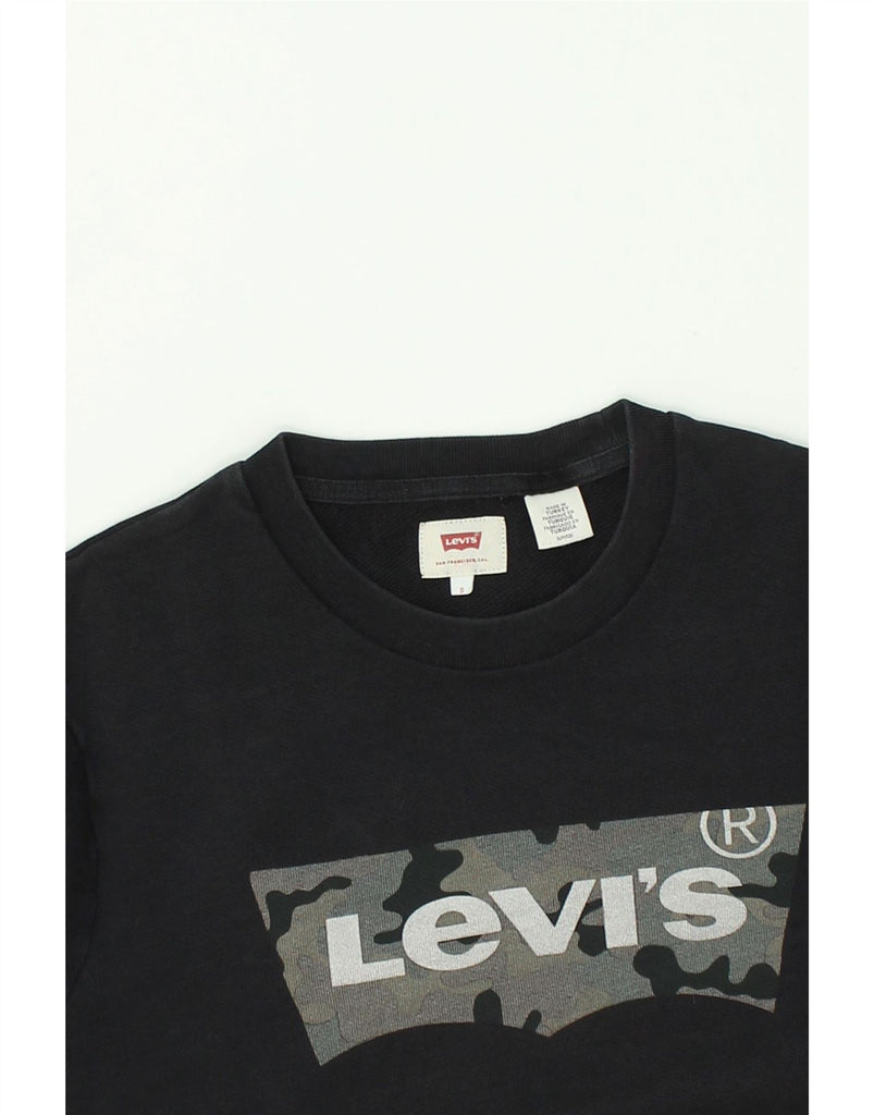 LEVI'S Mens Graphic Sweatshirt Jumper Small Black Cotton | Vintage Levi's | Thrift | Second-Hand Levi's | Used Clothing | Messina Hembry 