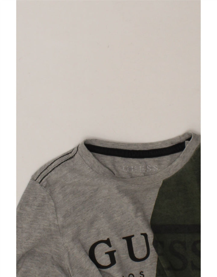 GUESS Boys Graphic Top Long Sleeve 6-7 Years Grey Colourblock Cotton Vintage Guess and Second-Hand Guess from Messina Hembry 