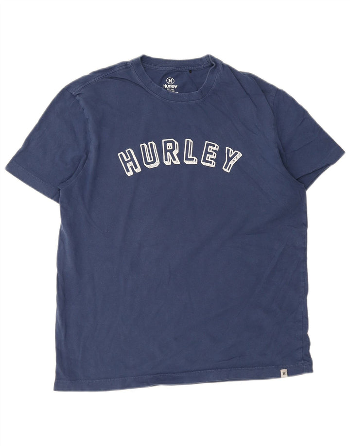 Hurley Mens Graphic T-Shirt Top Medium Navy Blue Cotton