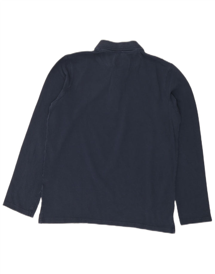 Carrera Mens Long Sleeve Regular Polo Shirt Medium Navy Blue Cotton