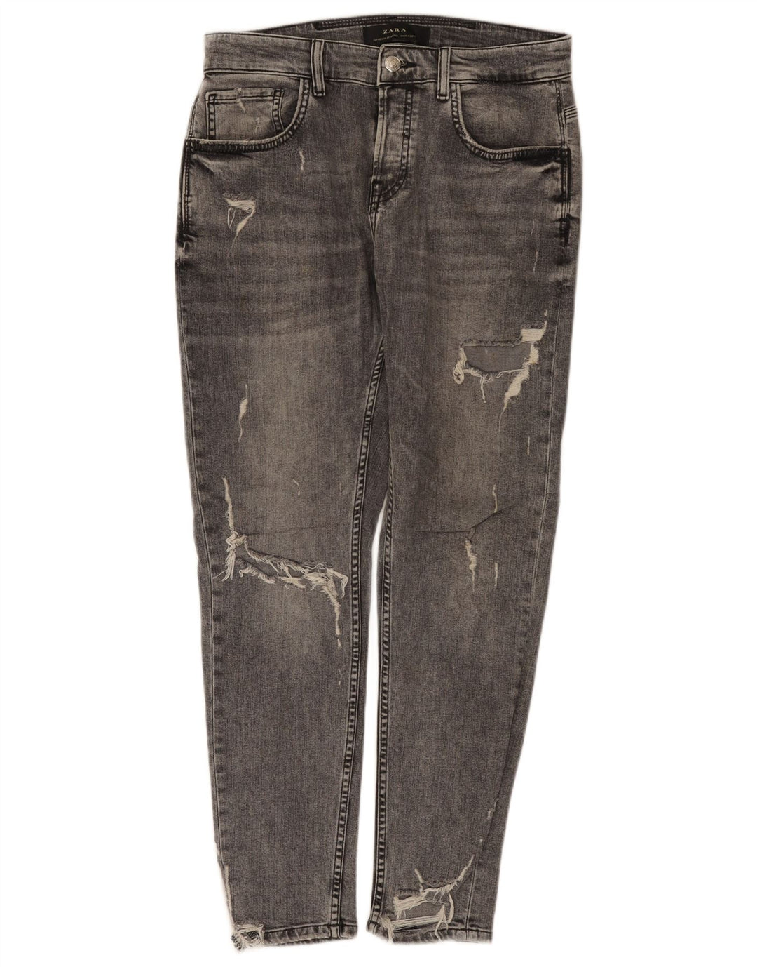 Zara Mens Distressed Slim Jeans EU 42 Large W32 L29 Grey