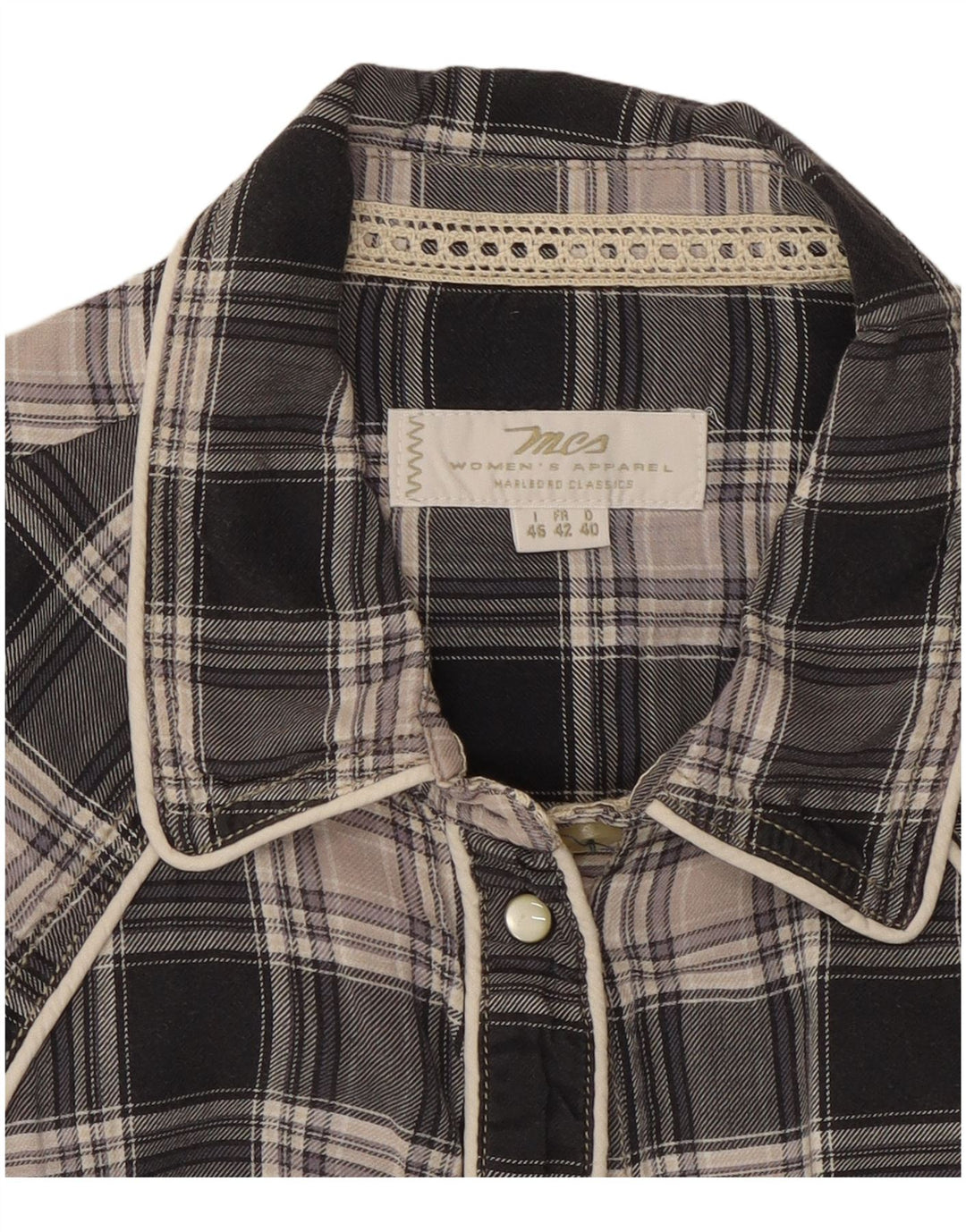 Marlboro Classics Womens Shirt IT 46 Large Black Check