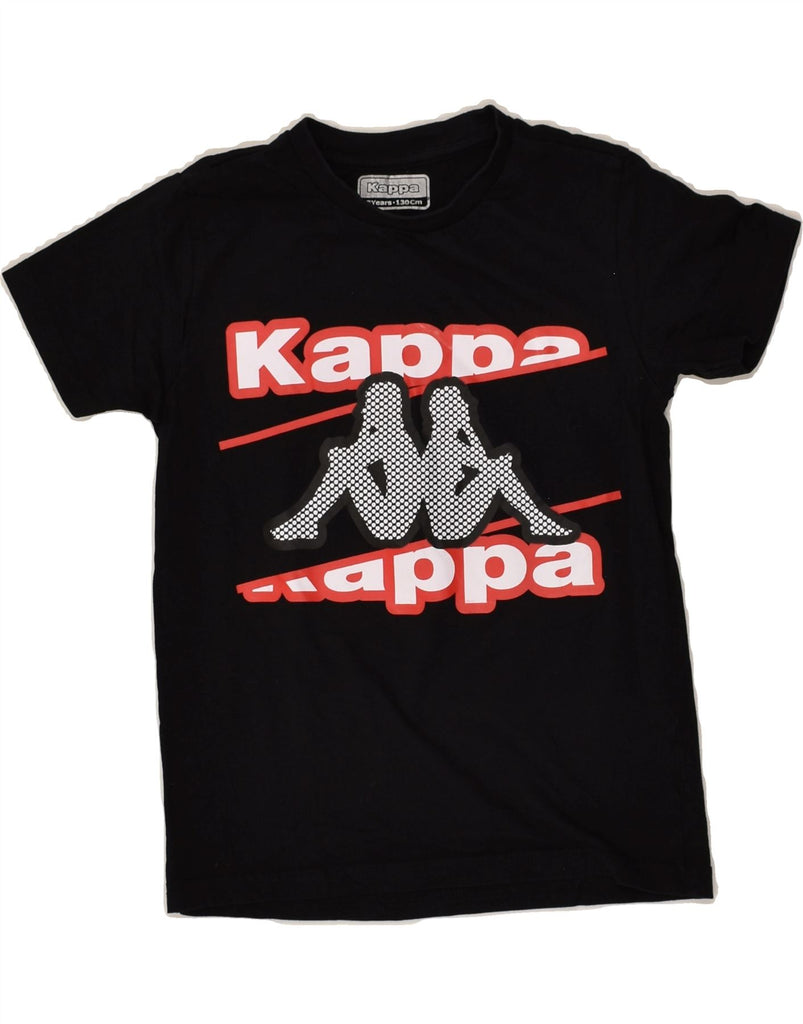 KAPPA Boys Graphic T-Shirt Top 7-8 Years Black Cotton | Vintage Kappa | Thrift | Second-Hand Kappa | Used Clothing | Messina Hembry 