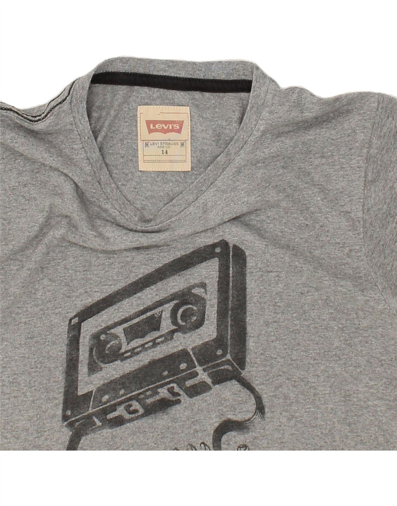 LEVI'S Boys Graphic T-Shirt Top 13-14 Years Grey Polyester | Vintage Levi's | Thrift | Second-Hand Levi's | Used Clothing | Messina Hembry 