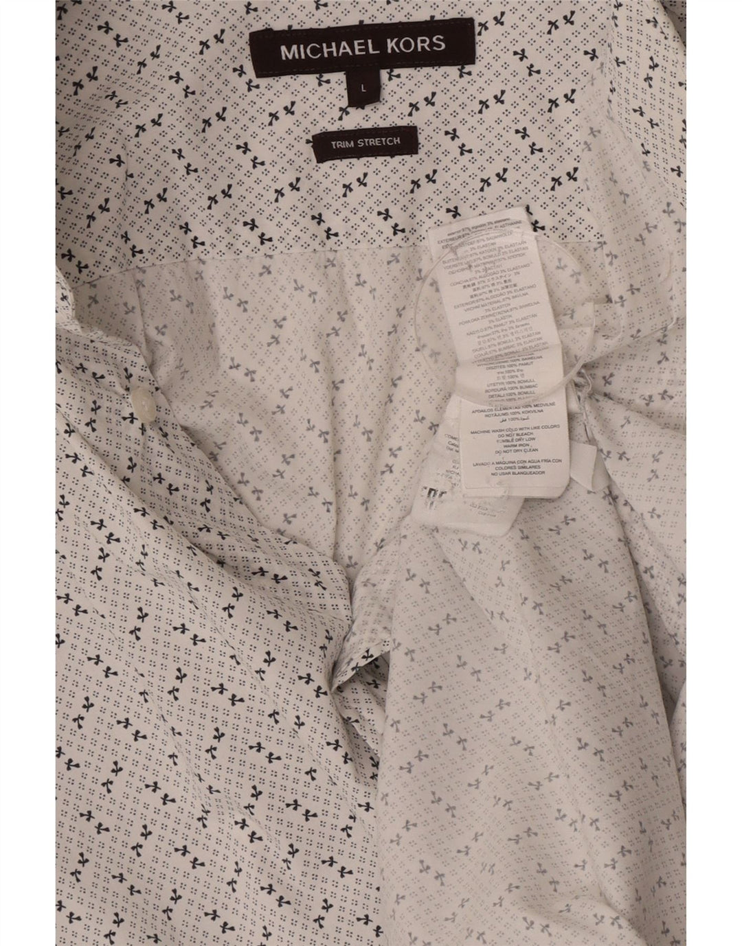 Michael Kors Mens Abstract Pattern Shirt Large White Cotton