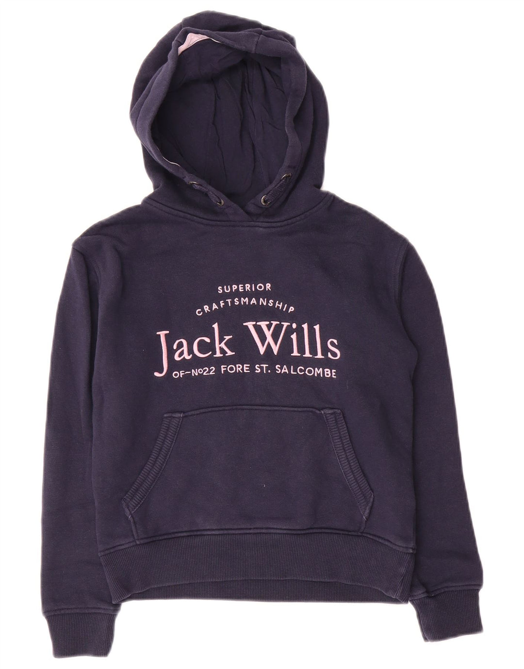 JACK WILLS Girls Graphic Hoodie Jumper 8-9 Years Navy Blue Cotton