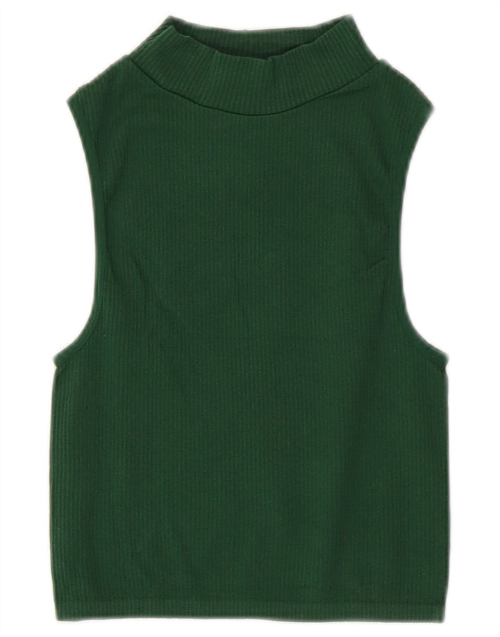 Zara Womens Crop Vest Top UK 4 XS Green