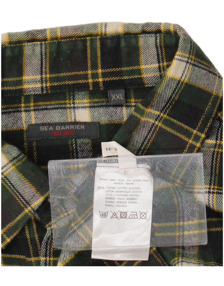 SEA BARRIER Mens Checked  Flannel Shirt 2XL Green Check Cotton