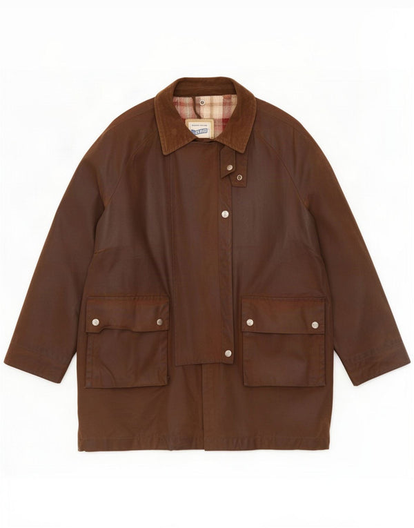 Gas Womens Oversized Waxed Cotton Jacket UK 14 Medium Brown