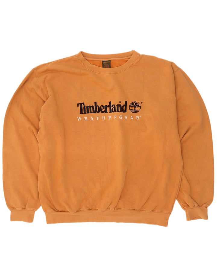 Timberland Mens Graphic Sweatshirt Jumper Large Orange Cotton