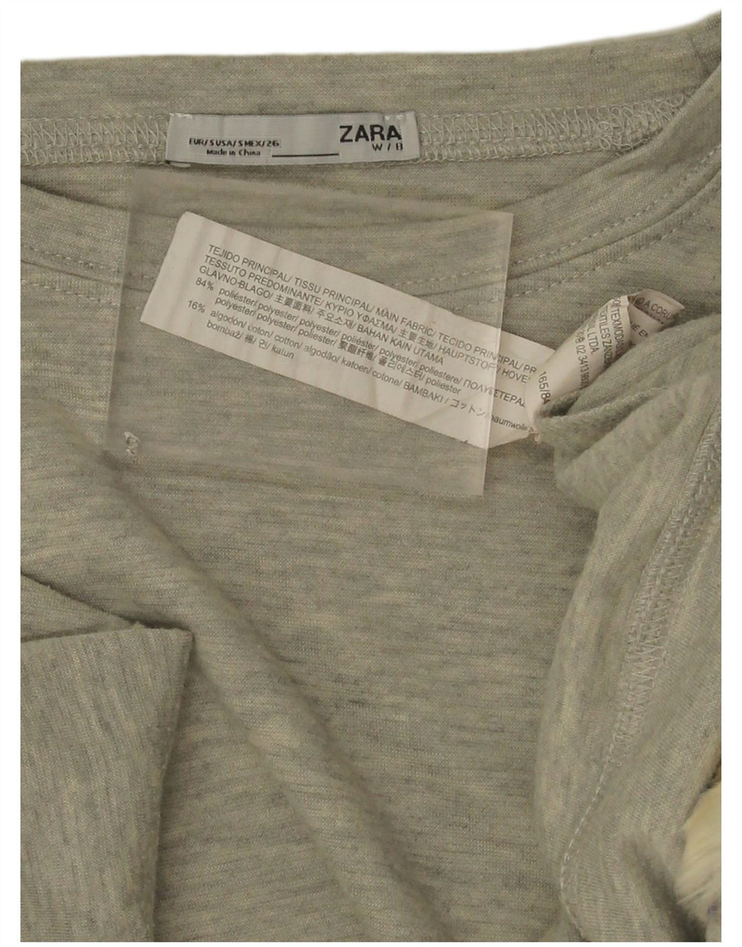 Zara Womens Oversized Top 3/4 Sleeve UK 10 Small Grey Colourblock Polyester
