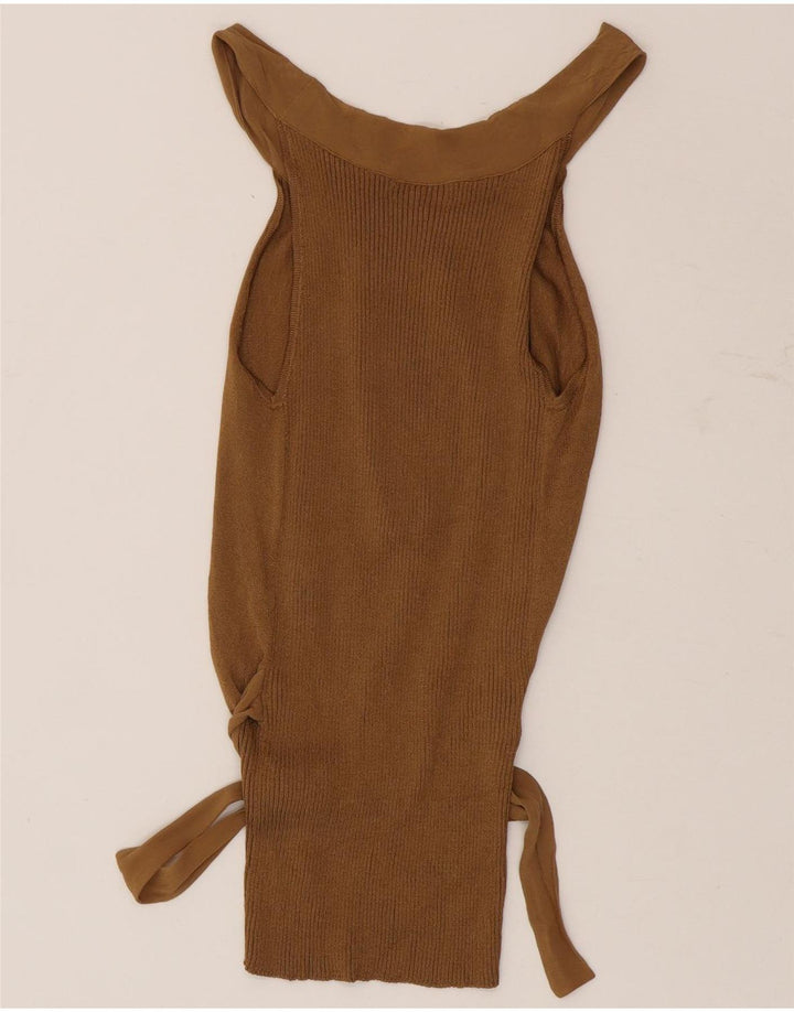 Massimo Dutti Womens Off Shoulder Top UK 14 Large Brown Viscose