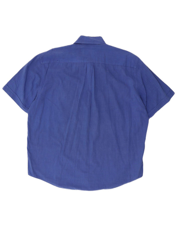 Sergio Tacchini Mens Short Sleeve Shirt Large Blue Cotton