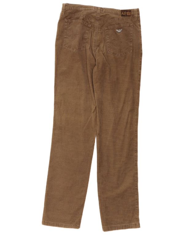 Armani Womens Straight Corduroy Trousers W32 L30 Beige Cotton