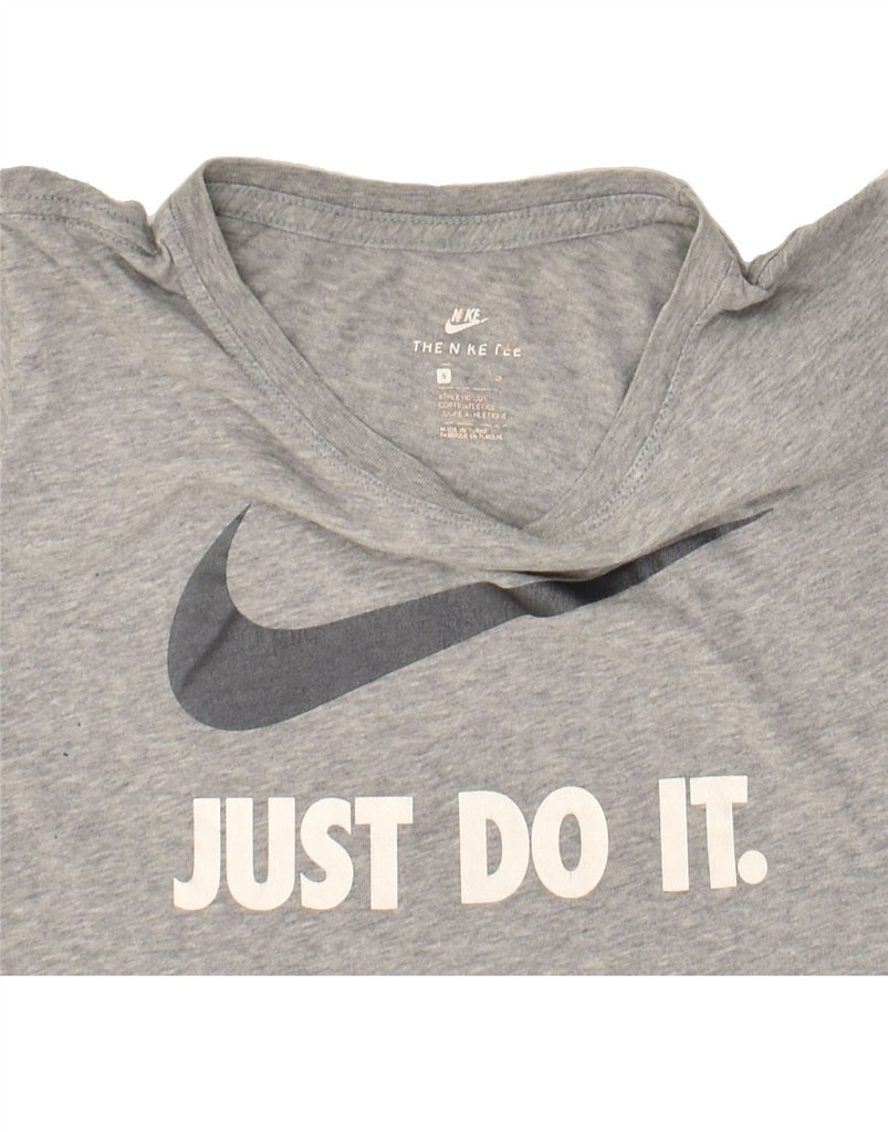 NIKE Womens Graphic T-Shirt Top UK 10 Small Grey | Vintage Nike | Thrift | Second-Hand Nike | Used Clothing | Messina Hembry 