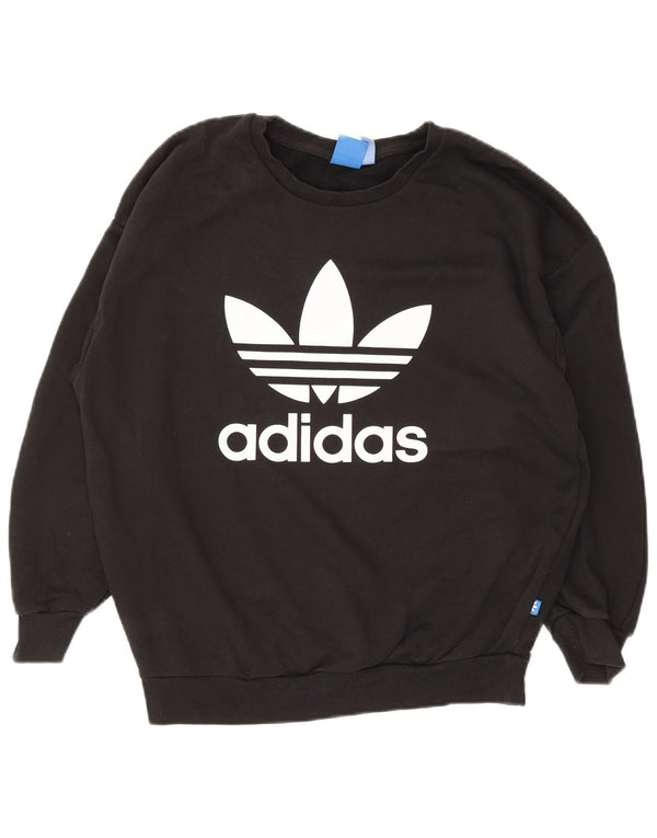 Adidas Womens Graphic Oversized Sweatshirt Jumper UK 10 Small Black Cotton