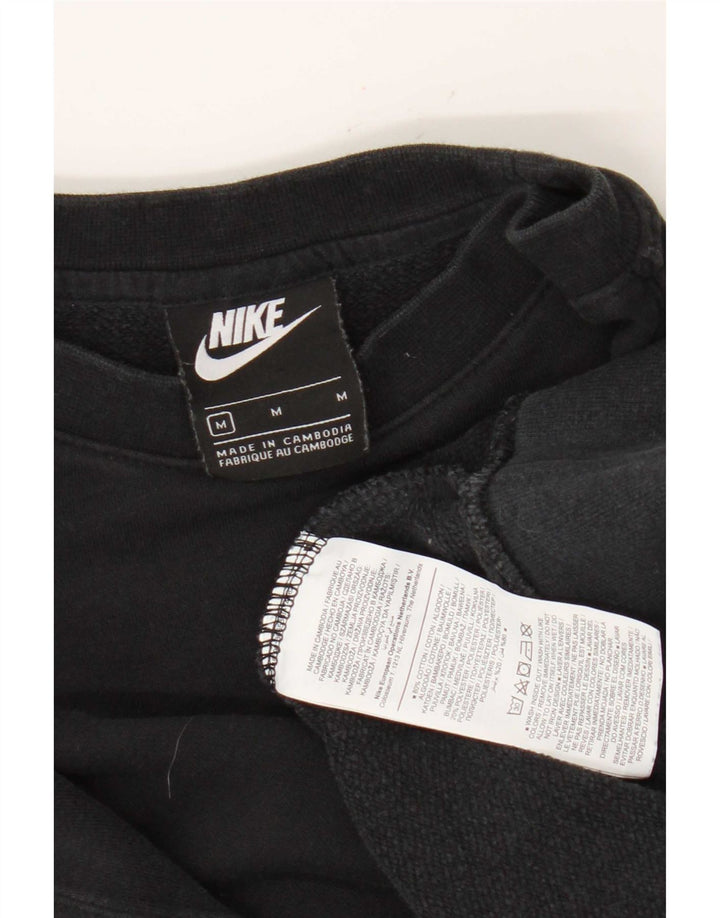 Nike Mens Swoosh Graphic Sweatshirt Jumper Medium Black Cotton